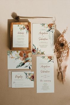 the wedding stationery is laid out and ready to be used