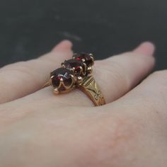 Victorian Three Garnet Ring 14k C. 1880, Antique Ring, Vintage Ring, Antique Garnet Ring, Vintage Garnet, Victorian Ring, Victorian Jewelry - Etsy Antique Three Stone Round Rings, Victorian Three Stone Oval Ring, Antique Three-stone Ruby Wedding Ring, Victorian Three Stone Round Jewelry, Victorian 14k Gold Three-stone Ring, Antique Three Stone Ruby Ring For Formal Occasions, Victorian Three Stone 14k Gold Ring, Antique Three-stone Ruby Ring Gift, Antique Garnet Promise Ring