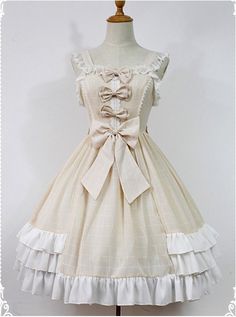 Macaroon Colored Sweet Lolita Dress Creme Dress, Lolita Outfit, Ice Heart, Lolita Outfits, Style Kawaii, Doll Aesthetic, Classic Lolita, Uniform Dress, Jumper Skirt