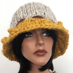 I Designed And Hand Knitted This Winter Hat. Two Tone Color. Valance Bottom Great For Keeping Sun And Snow Off Your Face. Suede Braided Tie Going Around With Fingers The Very Back . See All My 4 Season Fine Hand Knits Listed Under " Hand Knits 2 Love" In My Boutique : Poshmark.Com/Closet/Soheyla Hand Knitted Yellow Crochet Hat, Yellow Beanie Cap For Winter, Yellow Yarn Crochet Hat, Casual Yellow Crochet Beanie Hat, Casual Yellow Crochet Beanie, Casual Adjustable Yellow Beanie, Casual Yellow Adjustable Beanie, Casual Yellow Beanie For Cold Weather, Yellow Casual Hats For Cold Weather