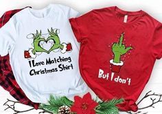 Green guy couple Tshirts  I love matching Christmas shirts Funny Christmas Shirts Grinch Family, Matching Couple Shirts For Christmas, Cute Christmas Shirts Vinyl For Friends, Fun Christmas Shirts Matching, Matching Christmas Shirts Couples Zazzle, Cheap Christmas T-shirt With Cartoon Print, Matching Christmas Shirts Holiday, Grinch Shirts Vinyl Family, Matching Christmas Shirts Cricut