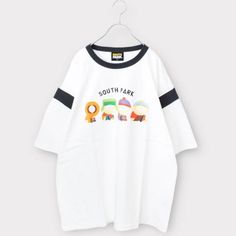 SOUTH PARK Printed Logo Embroidered T-shirt WHITE – YOU ARE MY POISON White Harajuku Style Cotton T-shirt, White Harajuku T-shirt With Character Print, White Harajuku T-shirt With Cartoon Print, White Harajuku T-shirt For Fan Merchandise, White Harajuku Style Fan Merchandise T-shirt, Eric And Kenny, Vision Street Wear, Elementary School Students, Power To The People