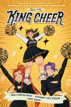 the poster for king cheer, featuring two girls in black and white outfits holding pom - poms