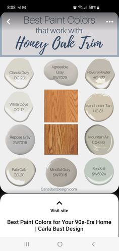 the best paint colors that work with honey oak trim on pinter's page