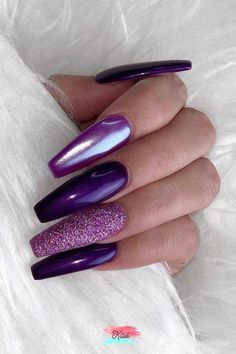 Purple Chrome Nails, Dark Purple Nails, Purple Nail, Pretty Nail Art Designs, Makijaż Smokey Eye