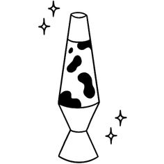 a black and white drawing of a vase with stars around it