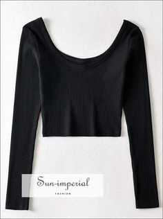 Women Solid Black Scoop Neck Rib Crop T-shirt with Low back Cotton top Basic style Black Scoop Neck T-shirt For Fall, Trendy Black Scoop Neck Top, Black Ribbed Scoop Neck Crop Top, Basic Black Crop Top With Scoop Neck, Trendy Black Crop Top With Scoop Neck, Casual Black Crop Top With Scoop Neck, Trendy Black Scoop Neck Crop Top, Casual Black Scoop Neck Crop Top, Black Ribbed Long Sleeve T-shirt