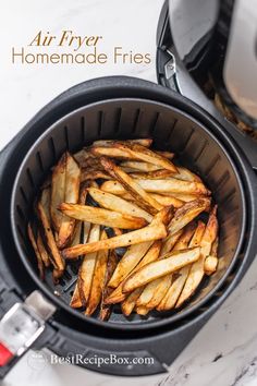 air fryer with homemade fries in it