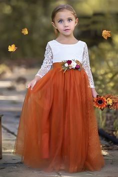 Rust Flower Girl Dress, Flower Girl Dress Boho, Boho Flower Girl Dress