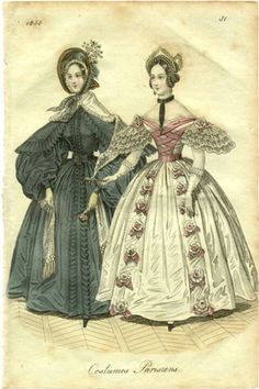 1830s 1830s Dress, Promenade Dress, Romantic Period, 1800s Fashion, 19th Century Fashion, Old Fashion, Historical Dresses, Fashion Plates