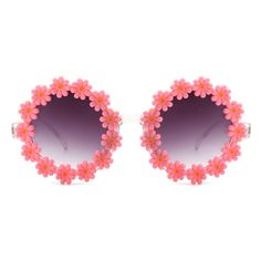 a pair of sunglasses with pink flowers on them