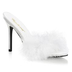 Fabulicious CLASSIQUE-01F White Marabou Slipper Cheap Clothes Online, Fur Shoes, Women Slippers, Fur Slippers, 4 Inch Heels, Birkenstock Shoes, Shoes Outlet, Womens Slippers, Shoes Online