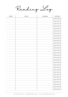 the printable reading log is shown in black and white, with dots on it