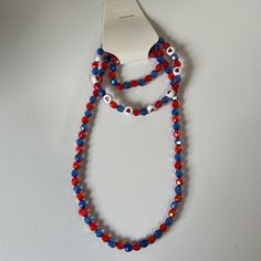 This Are Handmade And Very Pretty Red And Blue Bracelets With Hearts. One Bracelet Is A Snake Bracelet So You Can Wrap It Around Your Wrist More Than Once. The Other Is Just A Regular Bracelet. They Are Very Light And Comfortable To Wear. Red And Blue Jewelry, Blue Jewelry For 4th Of July Beach Day, Adjustable Blue Jewelry For 4th Of July, Adjustable Blue Patriotic Necklace, Adjustable Patriotic Red Necklace, Blue Bracelets, Snake Bracelet, A Snake, Blue Jewelry