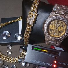 18" Chain & Watch High-End Prototypes & Wholesale Prices. Real Lab Diamonds & Real Gold 4x's Over No Tarnishing Stainless Steel. Jewelers Offer Similar Lab Diamond Pieces For $400-$1k+ ... Real Diamonds, But They’re Not Worth Much Because They've Been Produced In The Lab. Vvs Clarity. They Look Identical To Natural Earth Diamonds The Only Difference Is The Price Tag. Long Lasting Quality *They Will Not Tarnish If You Clean With Mild Soap & Never Use Harsh Chemicals. "Look Like Money Without Overspending" Music Videos, Events, Photos, Entertainment Industry Fast Insured Shipping Positive Reviews Thank You For Shopping With Queenie Luxury Diamond Watch With 17 Jewels As Gift, Yellow Gold Diamond Jewelry And Watches As Gift, Diamond Yellow Gold Jewelry As Gift, Designer Gold Jewelry And Watches With Diamond Hour Markers, Designer Gold Jewelry With Diamond Hour Markers, Gold Chain Watch As A Gift, Designer Gold Jewelry And Watches As A Gift, Designer Gold Jewelry And Watches For Gifts, Gold Watches Suitable For Gifts