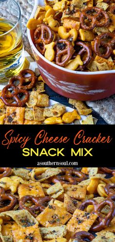 this spicy cheese cracker snack mix is so good it's easy to make