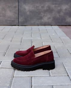 Women Suede Loafer Shoes Handmade Burgundy Slipon - Etsy Burgundy Loafers, Red Mary Jane Shoes, Black Loafer Shoes, Top Sider Shoes, Women Brogues, Womens Loafers, Burgundy Shoes, Black Loafers, Suede Loafers