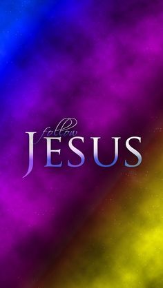 the word jesus on a colorful background