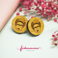 Bamboo Stud Earrings, Mexican Inspired, Bamboo Hand Painted Earrings, Ethnic Jewelry, Fridamania, Wearable Art, Aretes, Circle Stud Earrings, Mexican Jewelry,  Bamboo Earrings, Women Stud Earrings, Aretes de Mujer, Handcrafted Jewelry, Handmade Earrings, Yellow Flowers Bamboo Earrings Hey! Hello It's nice to have you aroundWelcome to our shop. ¡Bienvenidos Are you looking for a unique, colorful, stylish and cool gift for that special person out there or for yourself?    Well, let me tell you something. You're in the right place at the right timeWe have the most beautiful, original, uniquely designed, fashionable, handcrafted/hand painted gift ideas for you or that special Frida fan you might know out there...  Very light to wear and one of a kind accessory. It's the perfect gift for that v Women Stud Earrings, Hand Painted Gifts, Circle Stud Earrings, Hand Painted Earrings, Bamboo Earrings, Mexican Jewelry, Painted Earrings, Mini Studs, Circle Earrings Studs