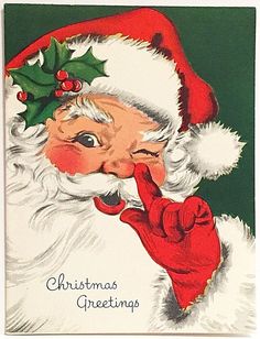 an old fashioned christmas card with santa claus pointing his finger at the viewer's eye