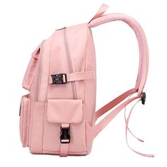 Photos Pink Backpack With Pockets For Outdoor, Back To School Pink Waterproof Backpack, Pink Backpack With Pockets For Outdoor Activities, Pink Backpack With Zipper Pocket For Outdoor, Rectangular Waterproof Backpack For Students, Waterproof Softback School Bag, Functional Backpack With Pockets For School, Black Rucksack, Big Backpacks