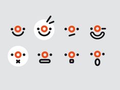 an orange and black icon set on a gray background with the words, ` '