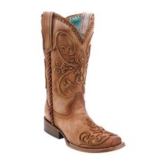 - Whipstitch detailing - Embroidered pattern on shaft and vamp - Leather lining - Square toe Cowgirl Boots Square Toe, Cowgirl Boots Wedding, Cowgirl Boots Square Toed, Classic Black Boots, Country Shoes, Bota Country, Whip Stitch, Wedding Shoes Comfortable, Wedding Boots