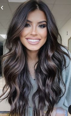 Summer Long Hairstyles, Dark Hair Color Ideas, Dark Hair Color, Dark Brunette Hair, Brunette Hair With Highlights, Brown Hair With Blonde Highlights, Brunette Balayage Hair, Brown Hair Balayage, Dark Brown Hair Color