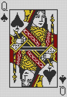 a cross stitch pattern with playing cards