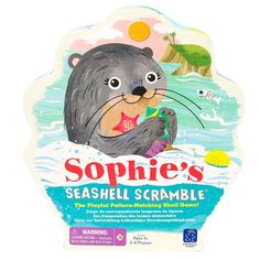 the label for sophiie's seashell scramble is shown on a white background