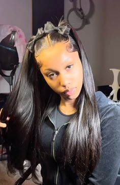 @BigBrattyHair on ig Wig Styles 2 Ponytails, Two Ponytails With Weave Half Down, Track Hairstyles Black Sew Ins, Two Bow Hairstyles, Two Ponytails Half Up Half Down Wig, Quick Birthday Hairstyles, Two Ponytail Half Up Half Down, 2 Ponytail Half Up Half Down