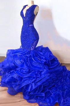 Blue Prom Dresses Mermaid, Blue Mermaid Prom Dress, Mermaid Gown Prom, Ruffle Prom Dress, Cheap Prom Dresses Long, Prom Dresses Long Mermaid, Prom Girl Dresses, Royal Blue Prom Dresses, Junior Prom Dresses