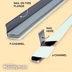 the parts of an aluminum channel are labeled in this diagram, including nail and flannel