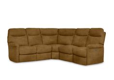 the reclining sectional sofa is shown with two seats and one arm facing outwards