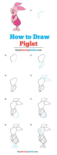 how to draw a piglet step by step instructions for children and adults in easy steps