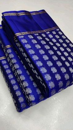 Blue And Silver Saree, Silver Saree, Royal Blue Saree, Silk Saree Blouse Designs Patterns, Kanjivaram Sarees Silk, Long Frock Designs, New Saree Designs, Silk Sarees With Price, Wedding Saree Collection