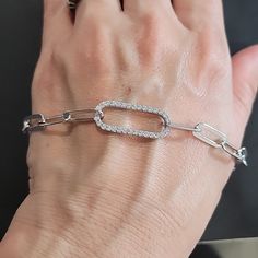 Real Silver 925 Paper Clip Bracelet With Clear Cz ,7-1/2 Inch Long Beautiful And Trend Style. ( Not Silver Plated) Paper Clip Bracelet, Silver Paper, Trend Style, Paper Clip, Silver 925, Silver Plate, Silver Plated, Women Jewelry, Bracelet