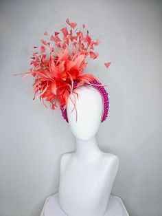 Gorgeous Kentucky Derby hat fascinator  kentucky derby hat fascinator peach light coral orange feather flowers with bright pink fuchsia pearl headband headband attachment each hat is totally one of a kind! no two are alike! I can probably add feathers, flowers etc to existing hats for a small fee. I cannot remove anything from existing hats. Just message me and see if we can make it work! :) I cannot make custom order from scratch. My schedule is unfortunately too crazy :( *All hats are sold as Derby Hats Fascinators, Light Coral, Feather Flower, Kentucky Derby Hat, Coral Orange, Pearl Headband, Make It Work, Kentucky Derby, Bright Pink