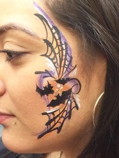 Bat Face Painting, Bat Face Paint, Halloween Face Paint Ideas, Fox Face Paint, Halloween Face Painting, Fairy Face Paint