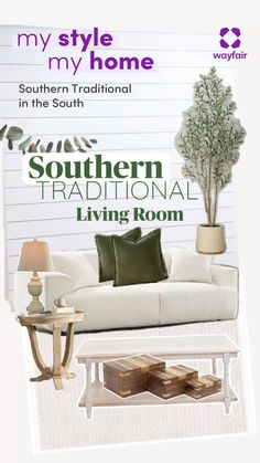 the southern traditional living room is featured in this brochure for my style my home