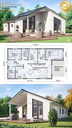 two story house plans with an open floor plan and one level living area in the middle