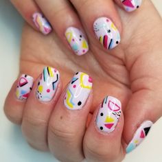 Retro Nails Acrylic, Retro Nails, Nail Art Designs Videos, Acrylic Nails Coffin Pink, Shellac Nails, Dream Nails, Funky Nails