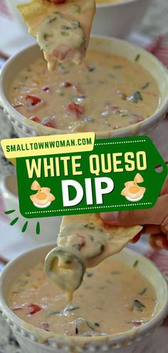 This cheese dip is of Mexican restaurant quality! Deliciously smooth and creamy, this White Queso Dip is an easy game day appetizer everyone will love. Plus, this Super Bowl party food idea is ready in just 10 minutes! Save this big game recipe! Queso Cheese Dip, Super Bowl Party Food, White Queso, Queso Dip Recipes, Fresh Tortillas, Bowl Party Food, How To Cook Lobster