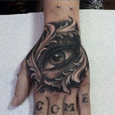 a hand with an eye tattoo on it