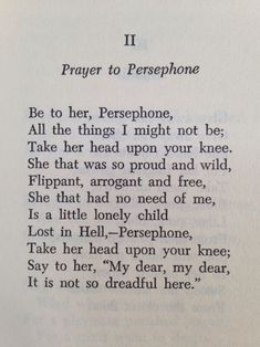 an open book with the words prayer to persephone