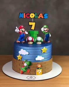 Super Mario Bros Birthday Party, Photo Cake Topper, Mario Cake, Mario Bros Birthday