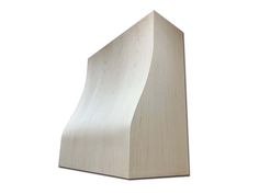 a wooden sculpture on a white background with the top half cut out to show it's curved shape