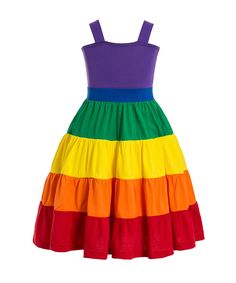 Get ready to make a colorful statement at your little one's birthday party with the Summer Girls Rainbow Birthday Party Dress from RuiKaJia! Made with COTTON for comfort and durability, this dress features beautiful embroidery and an England Style design. Perfect for all seasons and available in sizes for ages 3-8. Make it a memorable celebration with this knee-length dress. Estimated delivery time 14 Days-excluding weekends and holidays SPECIFICATIONS Brand Name: RuiKaJia Gender: Girls /Materia Rainbow Summer Dress For Playtime, Rainbow Summer Dresses For Playtime, Summer Rainbow Playtime Dress, Multicolor Twirl Dress For Summer Playdate, Multicolor Twirl Dress For Playdate In Summer, Multicolor Sleeveless Princess Dress With Ruffles, Rainbow Cotton Dress For Playtime, Rainbow Cotton Playtime Dress, Multicolor Playful Twirl Dress For Play