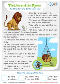 the lion and the mouse reading activity