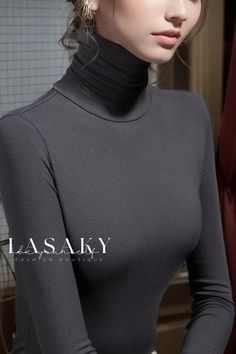 Lasaky - Premium Womens Fall Long Sleeve T-Shirt with Advanced Moisture-Wicking and Elegant Mock Turtleneck Base Layer High Turtleneck, Fall Essentials, Mock Turtleneck, Womens Fall, Base Layer, Types Of Collars, Women Long Sleeve, Black Pants, Long Sleeve T Shirt